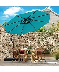 Offset Hanging Umbrella with Base Patio Cantilever Umbrella with Tilt