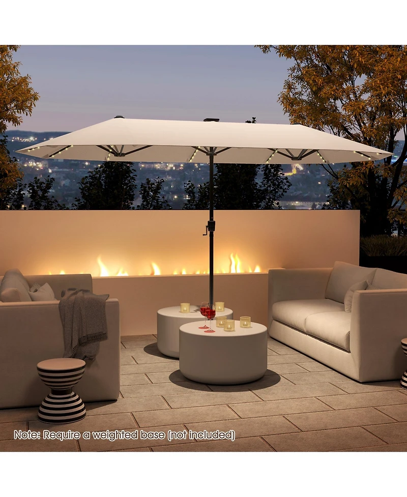 Large Patio Umbrella with Led Solar Lights Crank Handle