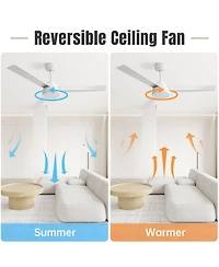 52'' Modern 3-Blade without Light Ceiling Fan with Six Speed Remote Control and Timing Function for Indoor