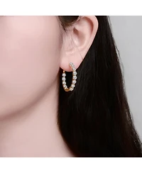 Clear Cubic Zirconia Encrusted Hoop Earrings