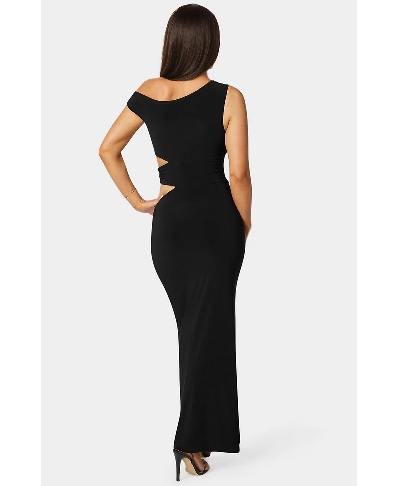 Bebe Women's Asymmetrical Cutout Maxi Dress