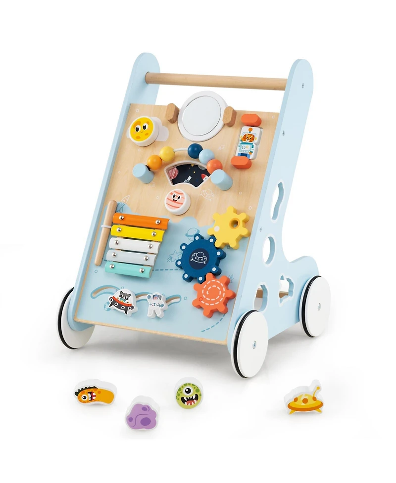 Slickblue Kids Walker Push and Pull Learning Activity Center with Wheels 1+ Years Old