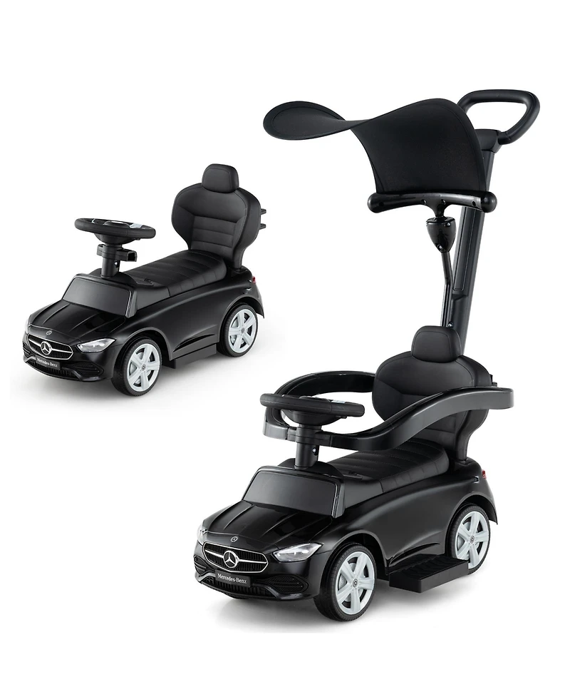 3-in-1 Mercedes Benz Ride-On Toddler Sliding Car with Push Handle