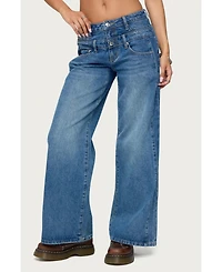 Edikted Women's Abel Layered Look Low Rise Jeans