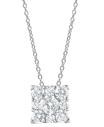 Forever Grown Diamonds Lab Grown Diamond Square Cluster Pendant Necklace (1 ct. t.w.) in Sterling Silver, 16" + 2" extender