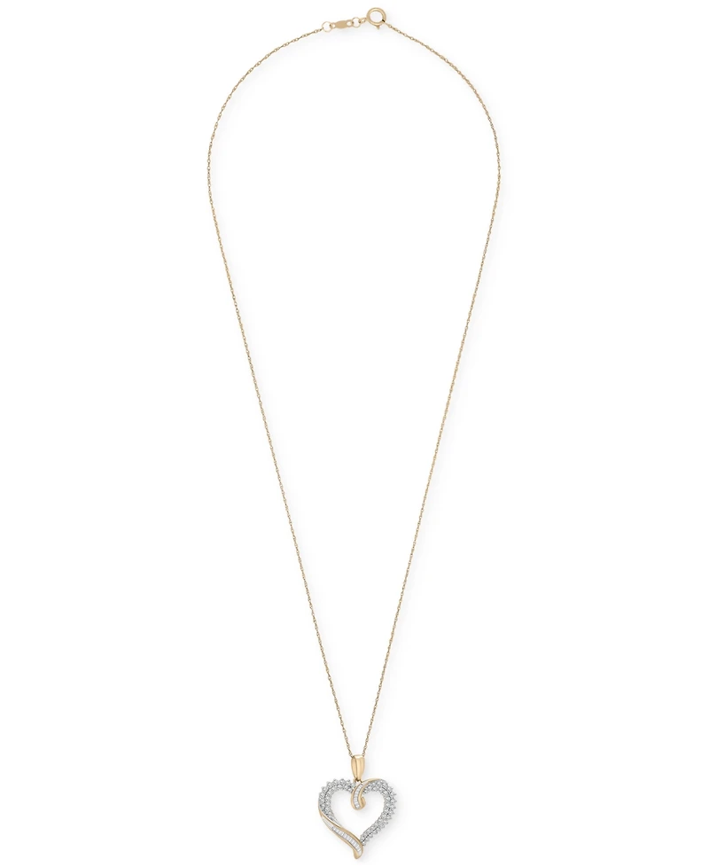 Diamond Twist Heart 18" Pendant Necklace (1/2 ct. t.w.) 14k White Gold or Yellow Gold, + 2" extender, Exclusively at Macy's