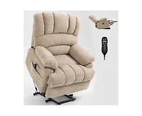 Casainc 23"W Seat High-Back Chenille Power Lift Recliner Chair with 8-Point Vibration Massage and Lumbar Heating