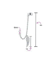 Bling Jewelry Trendy Pink Purple Black Guardian Angel Wing Feather Cartilage Ear Lobe Helix Warp Chain Ear Cuff Earring Crystal Stud Stainless Steel