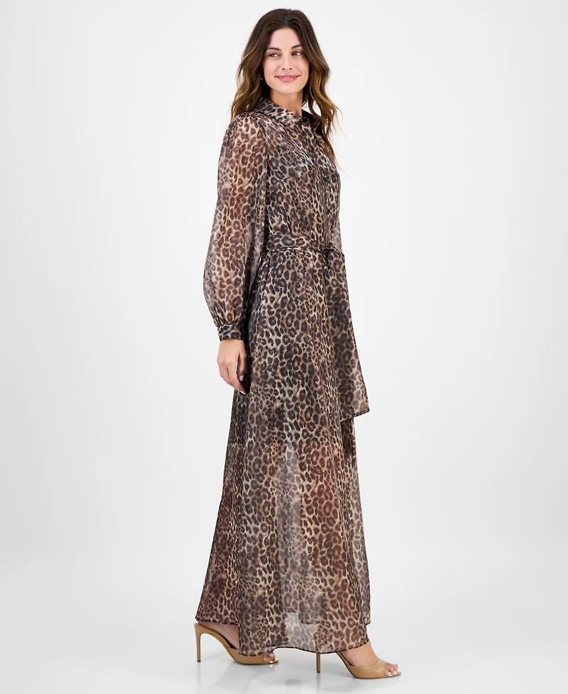 julia jordan Women's Belted Long-Sleeve Shirtdress