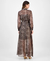 julia jordan Women's Belted Long-Sleeve Shirtdress
