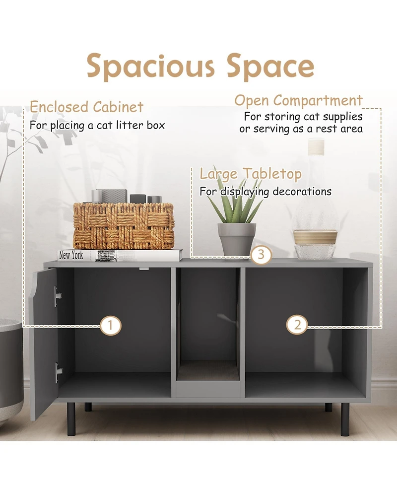 Cat Litter Box Enclosure for 2 Cats Hidden Washroom