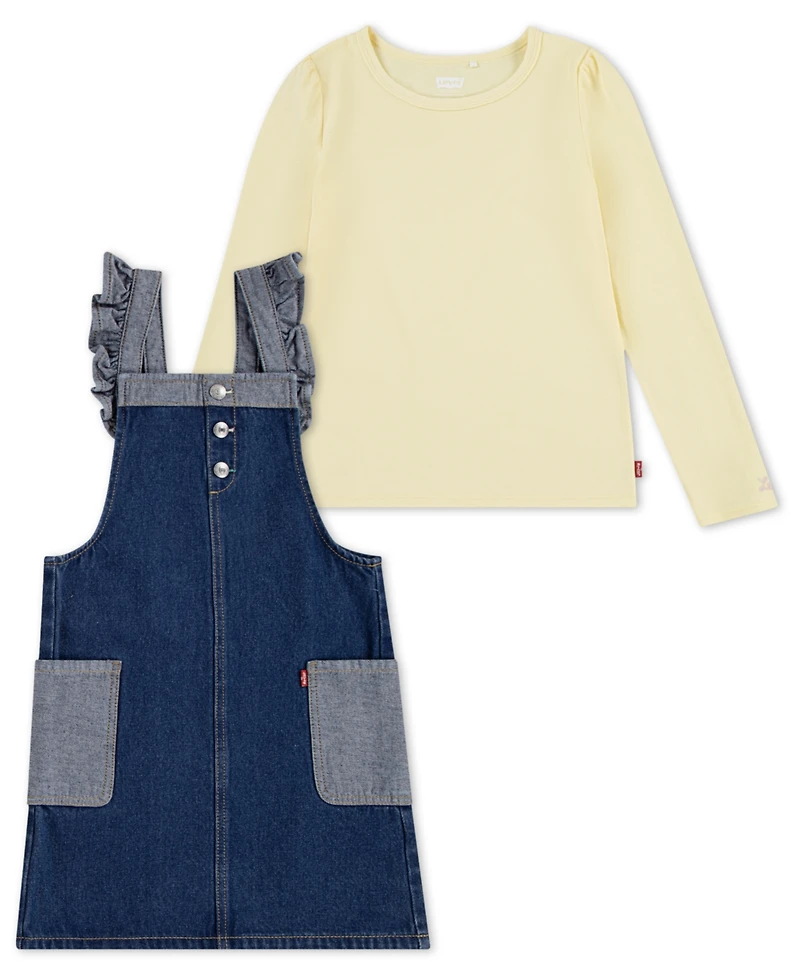 Levi's Toddler and Little Girls 2-Piece Bodysuit Ruffle Skirtall Set