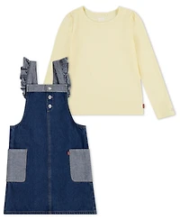 Levi's Toddler and Little Girls 2-Piece Bodysuit Ruffle Skirtall Set