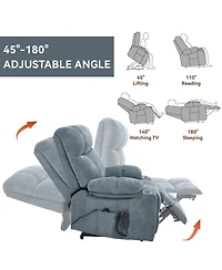 Dual Motor Infinite Position Up to 350 Lbs Chenille Power Lift Recliner Chair with 8-Point Vibration Massage and Lumbar Heating Cup Holders