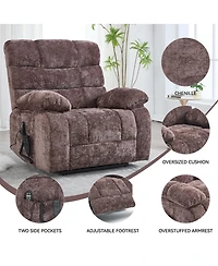 Lift Recliner Chair Heat Massage Dual Motor Infinite Position Up to 350 Lbs Large Electric Power Recliners with Power-Remote, Medium-firm and Hea