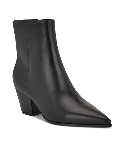 Nine West Women's Savie Leather Block Heel Booties