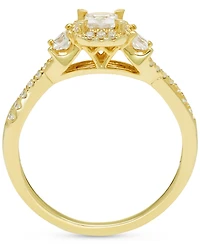 Diamond Princess Halo Twist Engagement Ring (1/2 ct. t.w.) in 14k Gold