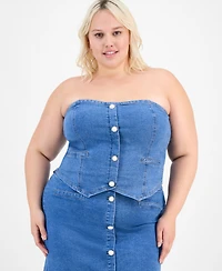 Full Circle Trends Trendy Plus Denim Corset Top & Mini Skirt Set