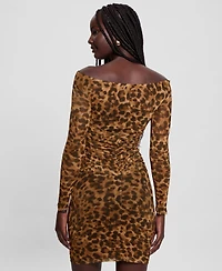 Guess Women's Kendall Printed Off-the-Shoulder Bodycon Dress