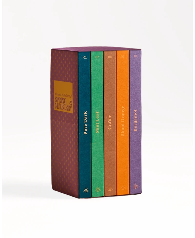 Spring & Mulberry Essence Collection 5-Pack Date-Sweetened Dark Chocolate Bar Gift Set