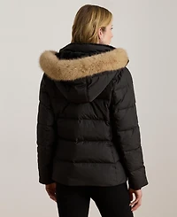 Lauren Ralph Women's Faux-Fur-Trim Collared Puffer Coat