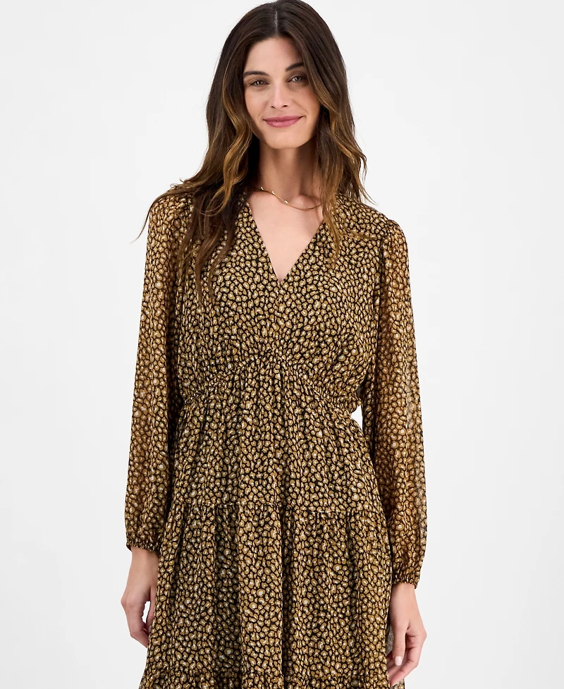 Robbie Bee Women's V-Neck Tiered Maxi Dress