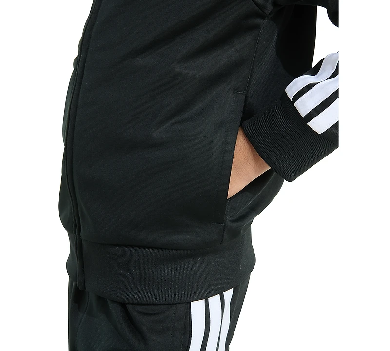 adidas Toddler & Little Boys Tricot Long-Sleeve Essential 3-Stripe Track Jacket Pants, 2 Piece Set