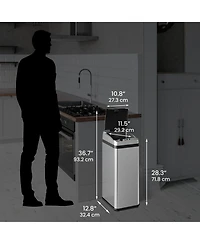 iTouchless Platinum Edition Stainless Steel Sensor Trash Can with AbsorbX Odor Filter 13 Gallon Silver