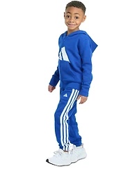 adidas Toddler & Little Boys Long-Sleeve Essential Big Logo Fleece Jacket Jogger Pants, 2 Piece Set