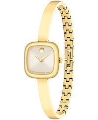 Movado Women's Museum Cushion Swiss Quartz Yellow Pvd Steel Bangle Watch, 21.50mm