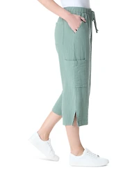 Gloria Vanderbilt Women's High Rise Crinkled Cotton Cropped Pants
