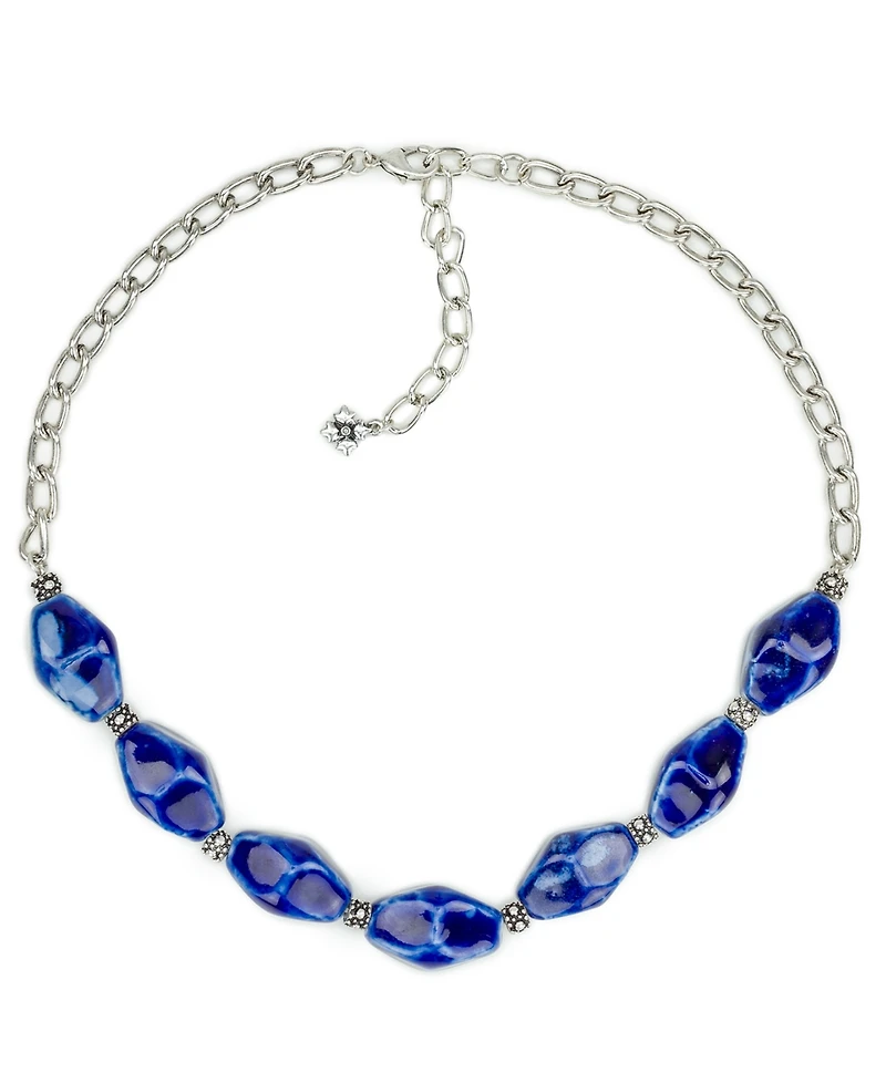Patricia Nash Short Blue Ceramic Bead Necklace