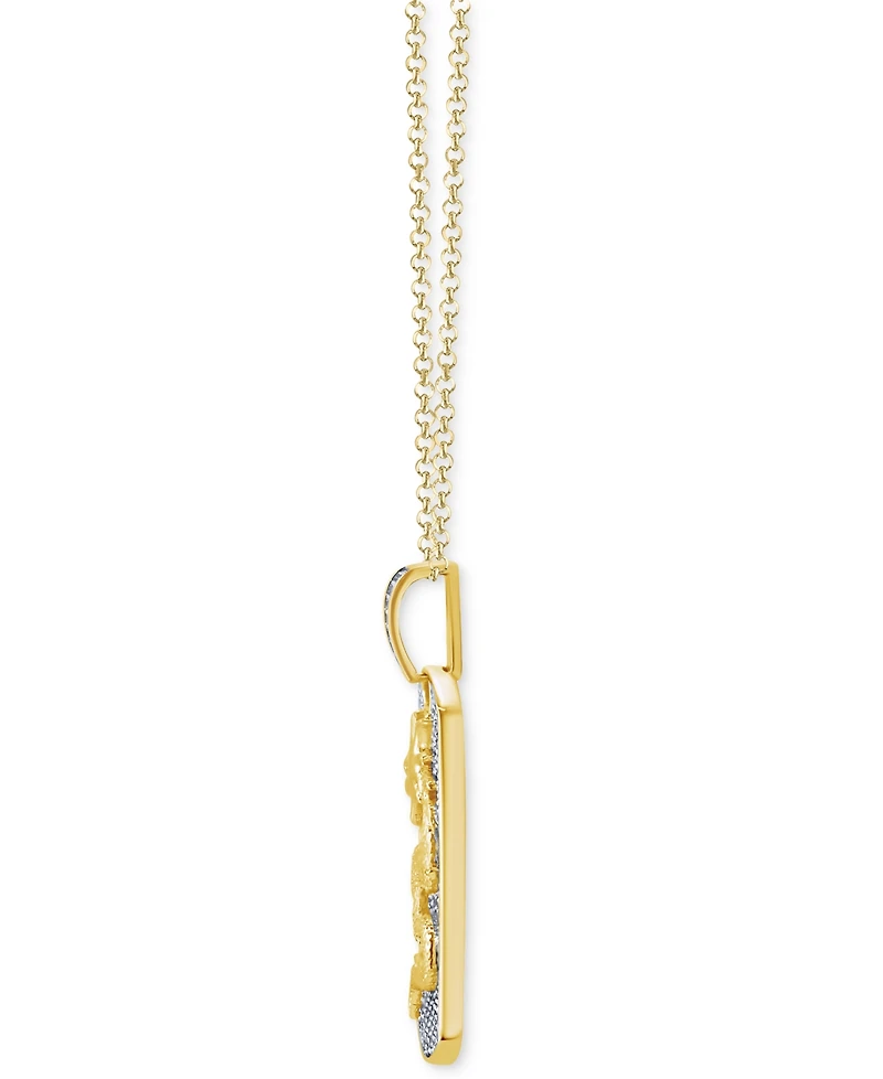 Men's Diamond Pave Dragon Dog Tag 22" Pendant Necklace (1 ct. t.w.) in 10k Gold