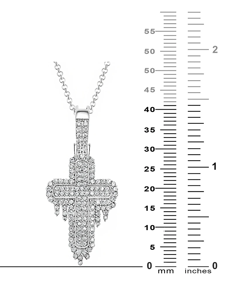 Men's Diamond Cluster Cross 22" Pendant Necklace (1 ct. t.w.) in 10k White Gold