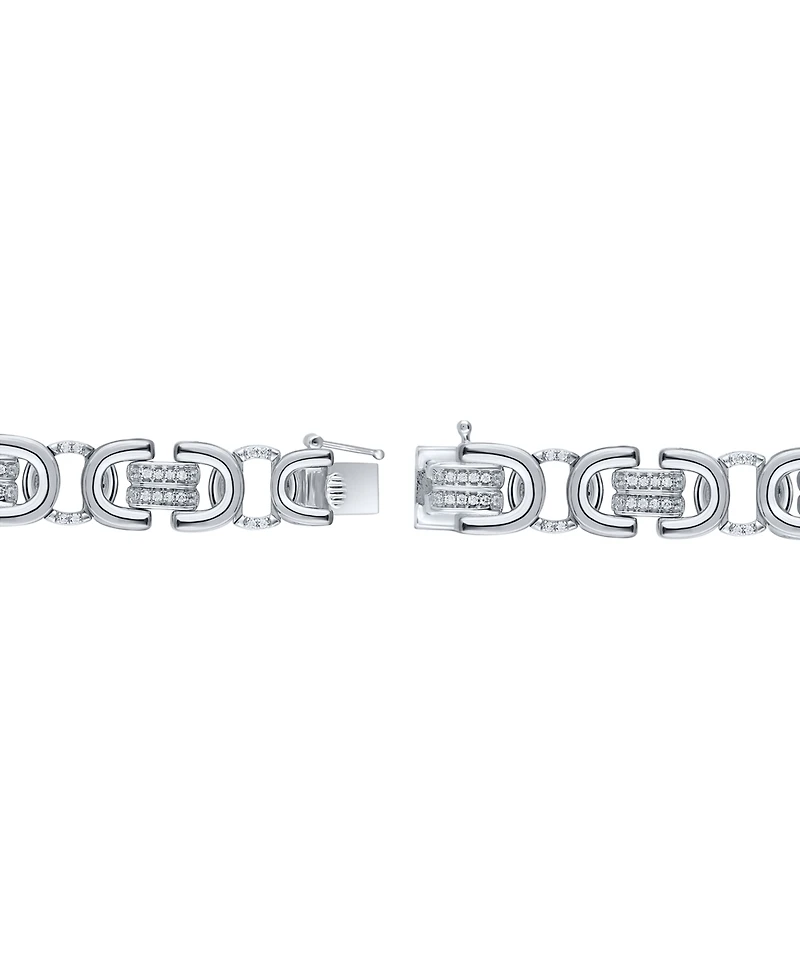 Men's Diamond Pave U Link Bracelet (1 ct. t.w.) in Sterling Silver