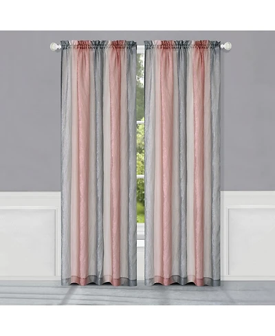 Kate Aurora 1 Piece Crushed Faux Satin Silver & Blush Rose Pink Ombre Window Curtain Panel