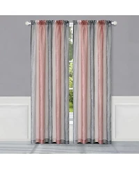 Kate Aurora 1 Piece Crushed Faux Satin Silver & Blush Rose Pink Ombre Window Curtain Panel