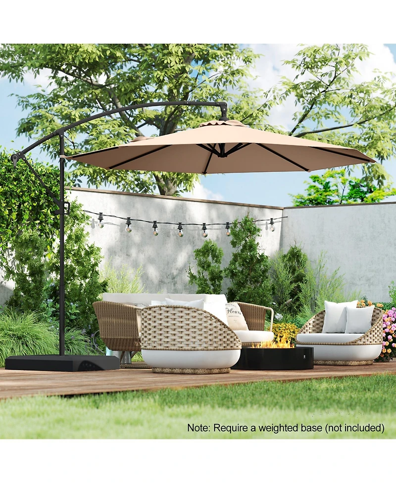 Gymax 10 Ft Patio Offset Umbrella w/ X-shaped Base Infinite Tile & 360° Rotation