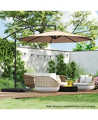Gymax 10 Ft Patio Offset Umbrella w/ X-shaped Base Infinite Tile & 360° Rotation