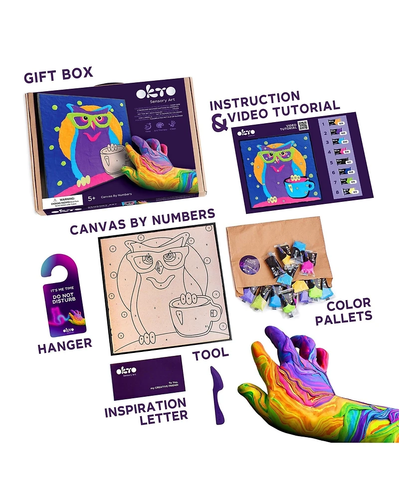 Okto Clay-by-Numbers Kit – “Owl” (11.4” x 11.4”)
