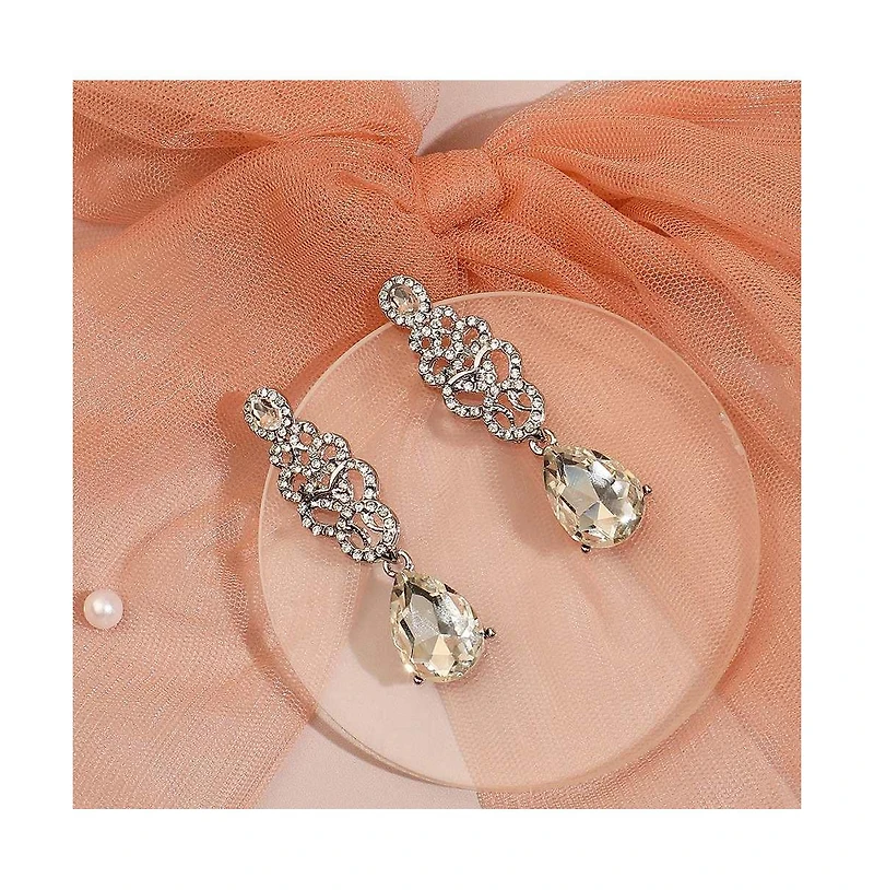 Sohi Women's Black Dazzling Drop Earrings