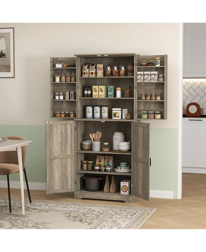Homcom 72" Farmhouse Kitchen Pantry Cabinet, Tall Storage Cabinet,
