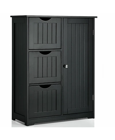 Volenca Bathroom Floor Cabinet Side Storage Cabinet with 3 Drawers and 1 Cupboard
