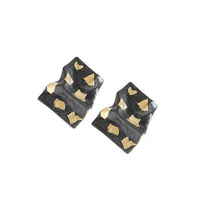 Sohi Women's Green Foil Drop Earrings