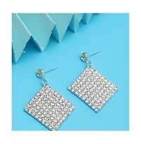 Sohi Women's Silver Bling Drop Earrings