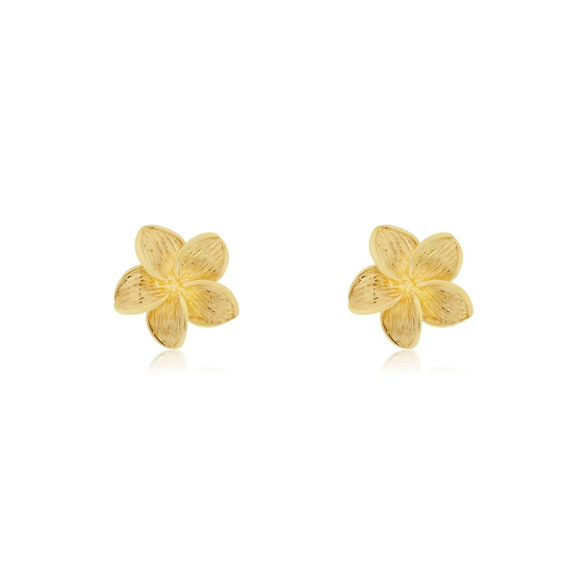 The Lovery Gold Tropical Flower Stud Earrings 14K Gold