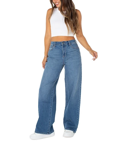 Celebrity Pink Juniors' Elastic-Back Wide-Leg Jeans
