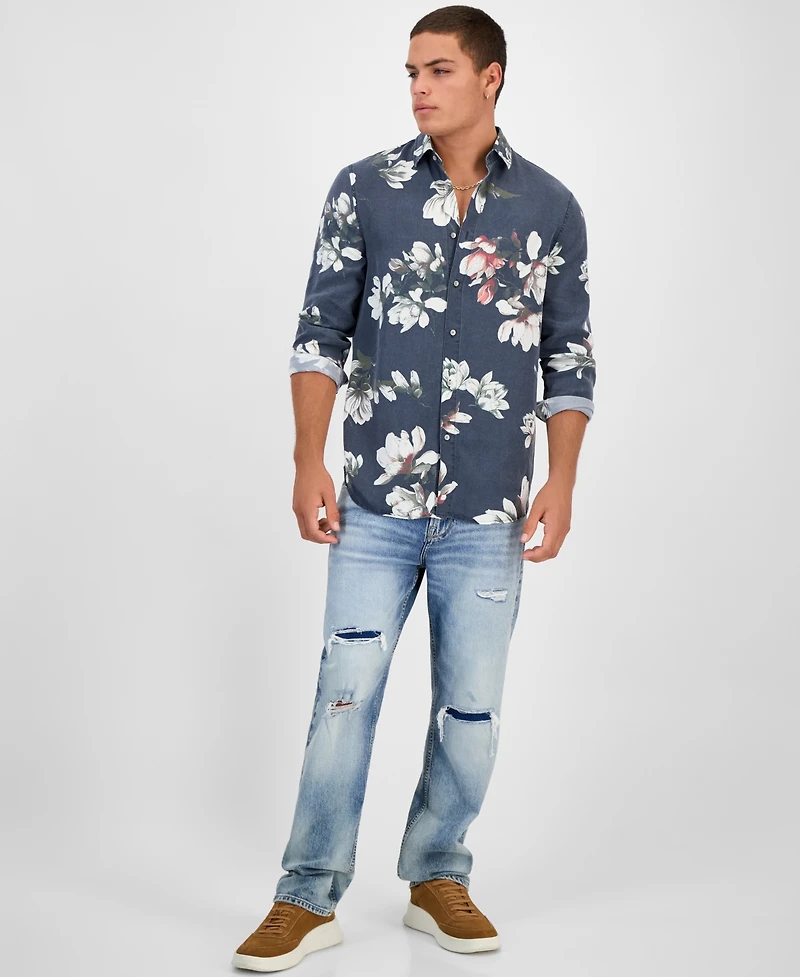 Guess Men's Floral-Print Shirt