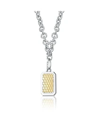 Rachel Glauber Two-Tone Dog Tag Textured Pendant Necklace