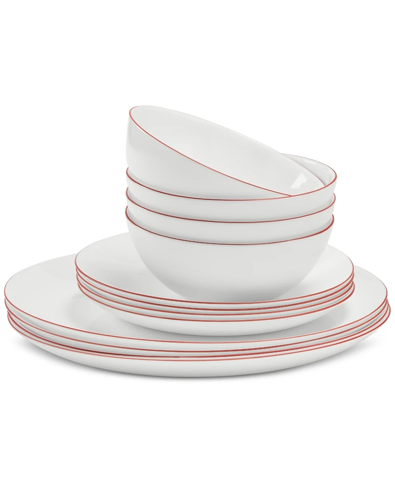 Arch Studio Opal Glass Rust Rim 12 Pc Dinnerware Set, Service for 4, Exclusively at Macy's
